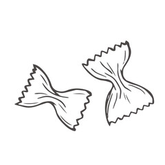 farfalle pasta illustration hand drawn outline vector