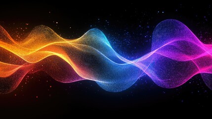 Fototapeta premium Vibrant Waves of Light and Color Dance Across a Dark Background