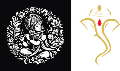 Hindu god radha krishna, vector file, laser cutting and cnc cutting, spiritual theme vector