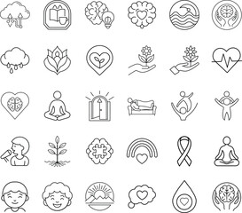 Holistic Wellness Icons Mind, Body, Spirit, Growth, and Love