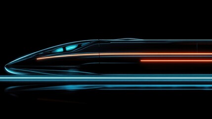 A dynamic side view of a modern high-speed train, with glowing LED lines accentuating its aerodynamic silhouette