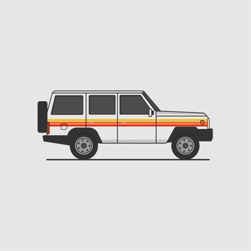 minimalist vector illustration of a white suv 4x4 4wd car truck 