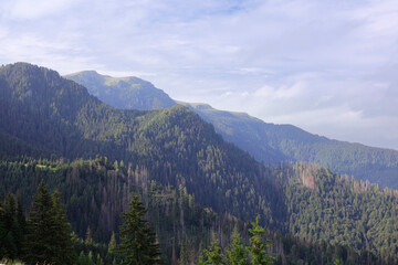 Romania Busiegi Mountains on a cloudy summer day