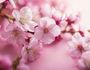 Obraz premium 薄いピンクの背景と桜のアップ画像