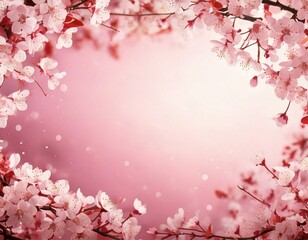 薄いピンクの背景と桜の円形フレーム