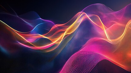 Obraz premium Abstract vibrant digital wave patterns.