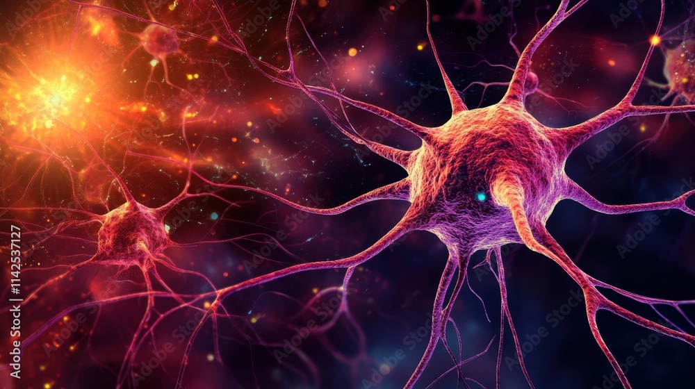 Poster colorful neurons and synapses in a complex neural network design