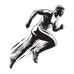 Silhouette of a running person isolated on white background, running man vector silhouette