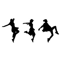 vector set of silhouettes of people dancing in the dark.A collection of romantic couple silhouettes on a white backdrop.

