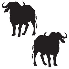 Buffalo Silhouette, Buffalo Vector Silhouette, Buffalo cartoon Silhouette, Buffalo illustration, Buffalo icon Silhouette, Buffalo Silhouette illustration