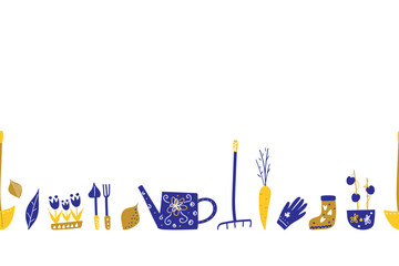 Spring gardening decorative border in vector