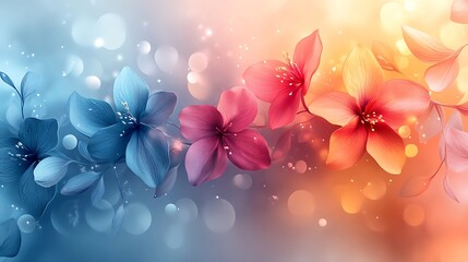 Fototapeta premium Delicate Pastel Flowers Blossom Softly Against a Blurred Background