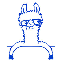 Llama Nerd Geek Horn-Rimmed Glasses Smart Funny Design Lover Art Vector Illustration Card T-Shirt Poster Sticker Graphic Print Decorative Drawing Isolated Logo Decoration Symbol Creative Cool Style