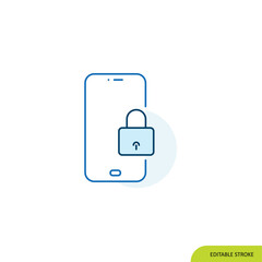 Lock Mobile Icon, Editable stroke