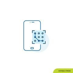 Pin lock, Mobile Icon, Editable stroke