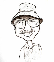 male cartoon with hat
