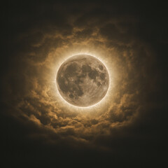 Obraz premium Mystical Full Moon in Dark Clouds