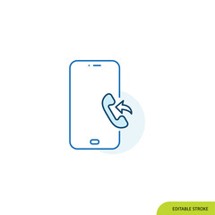 Incoming call, Mobile Icon, Editable stroke