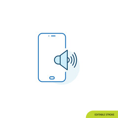 Volume on Mobile Icon, Editable stroke