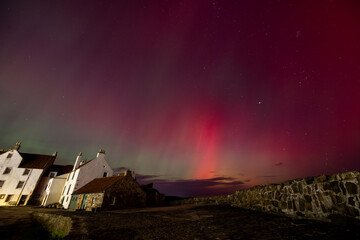 Northern Lights, Aurora Borealis, over Pittenweem Harbour, Scotland