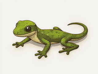 Obraz premium vibrant green gecko with playful expression, showcasing detailed textures and charming design