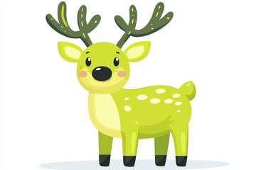 Fototapeta premium Cute green deer character with antlers and spots, perfect for children designs
