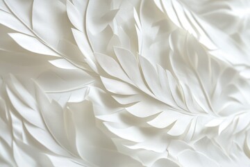 Close-up of white fabric with leaf pattern, textured surface.