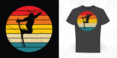  Funny Snowboarding Lover Vintage Skiing T-shirt Design