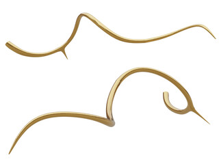 3D rendered golden vine isolated on transparent background