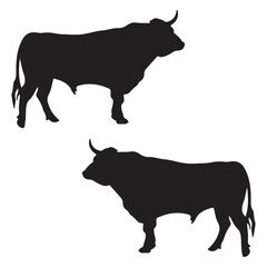 Bull Silhouette, Bull Vector Silhouette, Bull cartoon Silhouette, Bull illustration, Bull icon Silhouette, Bull Silhouette illustration