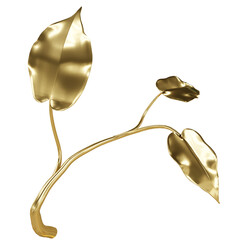 3D rendered golden flora isolated on transparent background