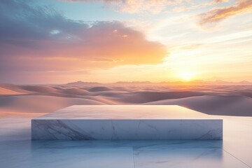 A marble platform in the middle of a vast sand dune