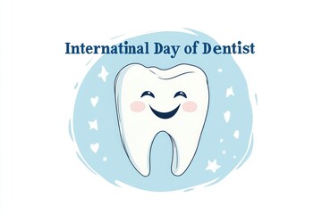 Celebrating international dentist day with a smiling tooth cartoon