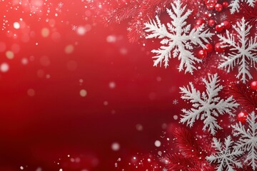 Red christmas banner with snowflakes
