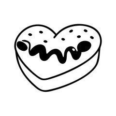 Obraz premium Heart-shaped cake with icing and decoration, symbolizing love and sweetness in a playful design