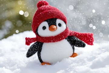 Cheerful Penguin Plush Toy Sliding