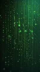 Obraz premium Abstract green digital data stream background.