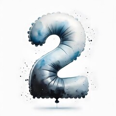숫자 2 모양 풍선, 수채화, jpeg (a balloon in the shape of a number two, water colour, jpeg) 