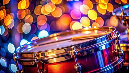 Obraz premium Drum Top View Bokeh, Closeup Drumhead Photo, Drum Set Detail, Musical Instrument Macro, Percussion Bokeh Photography