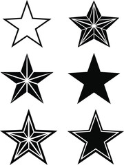 Star icon set silhouette vector on white background.