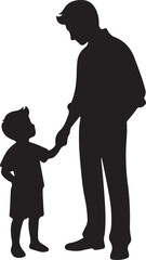Father love silhouette collection isolated on white background. Set of dad/father and son/girl Vector illustration.