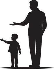 Father love silhouette collection isolated on white background. Set of dad/father and son/girl Vector illustration.