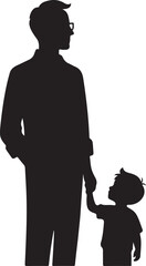 Father love silhouette collection isolated on white background. Set of dad/father and son/girl Vector illustration.