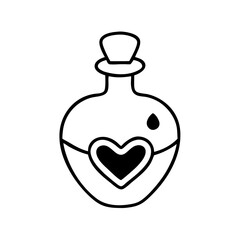 Obraz premium Heart-themed potion bottle featuring a heart and drop, symbolizing love and affection in a simplistic design