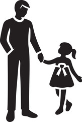 Father love silhouette collection isolated on white background. Set of dad/father and son/girl Vector illustration.