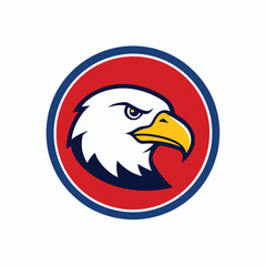 Obraz premium Eagle Head Logo in Circle with American Flag - Vector Art Illustration