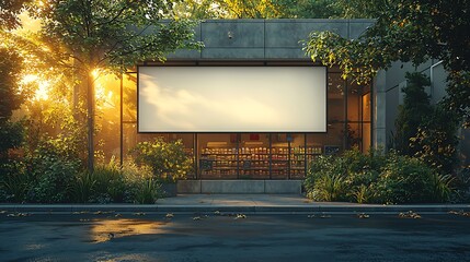 Fototapeta premium Photo realistic white blank billboard displaying at a suburban grocery store 