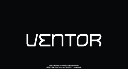 Abstract technology futuristic alphabet font. digital space typography vector illustration design