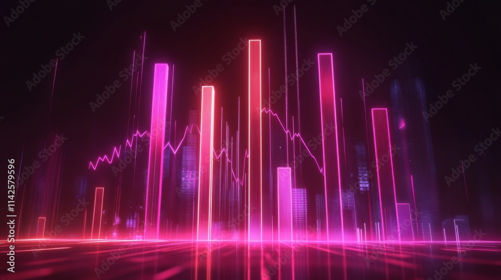 Aufkleber abstract neon financial data visualization with colorful bars