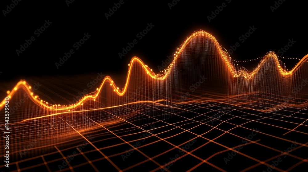 Leinwandbilder abstract data visualization with glowing orange wave patterns